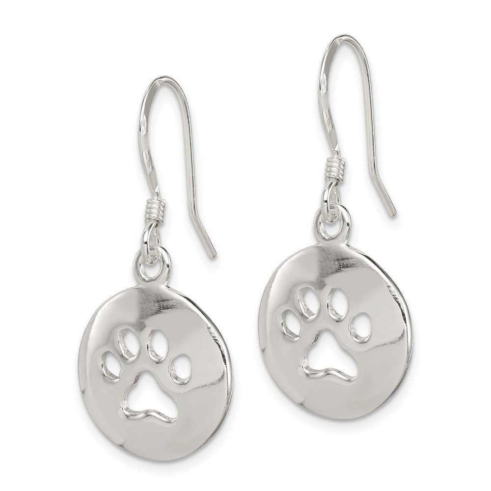 Sterlingsilber Poliert Paw Druck Hirte Haken Ohrringe