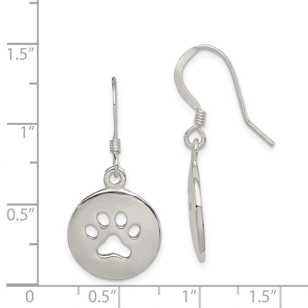 Sterlingsilber Poliert Paw Druck Hirte Haken Ohrringe