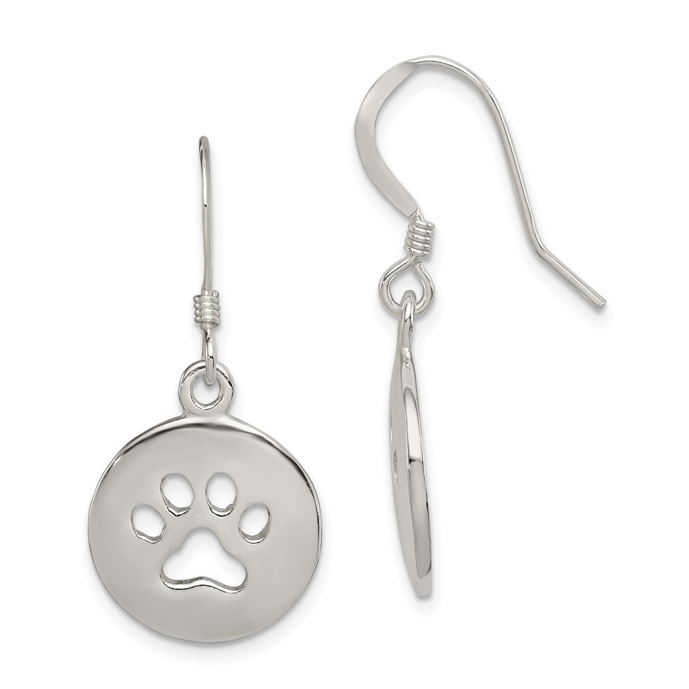 Sterlingsilber Poliert Paw Druck Hirte Haken Ohrringe