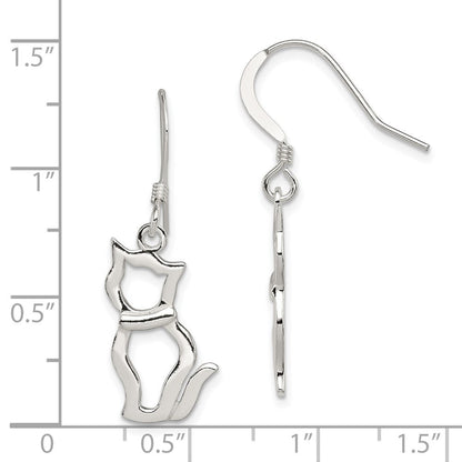 Sterlingsilber Poliert Katze Hirte Haken Ohrringe