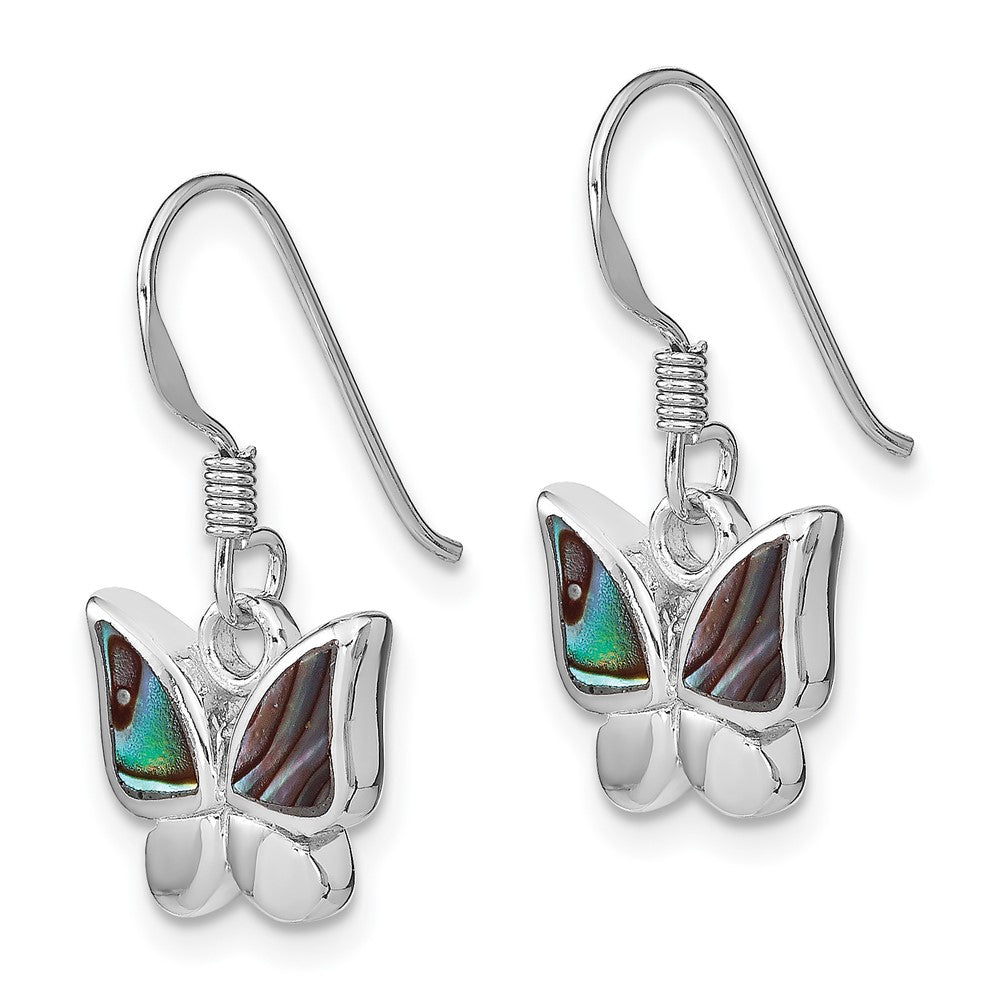 Sterlingsilber Rhodiniert Poliert Abalone Schmetterling Ohrringe