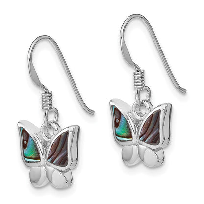 Sterlingsilber Rhodiniert Poliert Abalone Schmetterling Ohrringe