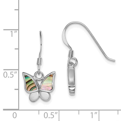 Sterlingsilber Rhodiniert Poliert Abalone Schmetterling Ohrringe