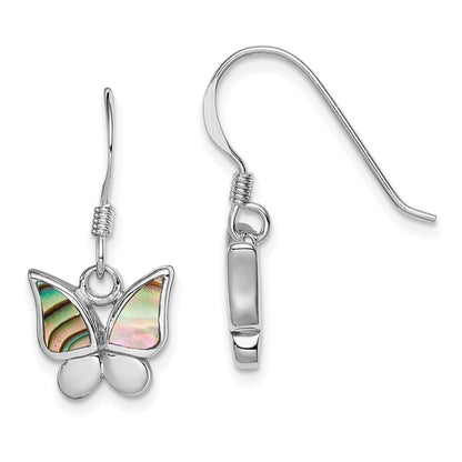 Sterlingsilber Rhodiniert Poliert Abalone Schmetterling Ohrringe