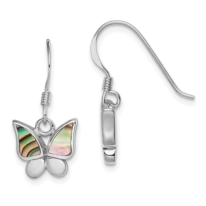 Sterlingsilber Rhodiniert Poliert Abalone Schmetterling Ohrringe