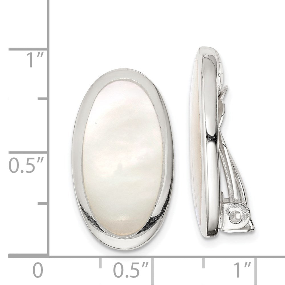 Sterlingsilber Rhodiniert Poliert Perlmutt Oval Non Durchbrochen Ohrringe