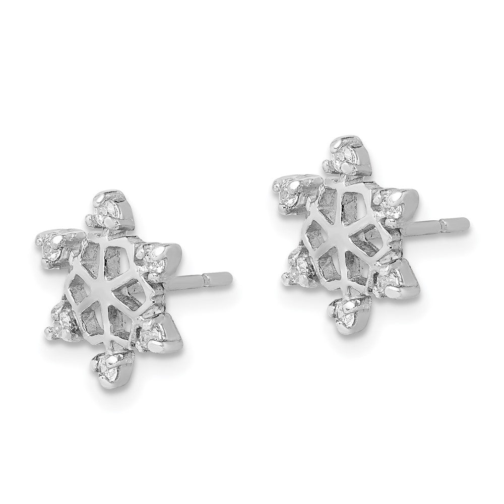 Sterlingsilber Rhodiniert Zirkonia Schneeflocke Ohrstecker
