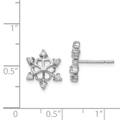 Sterlingsilber Rhodiniert Zirkonia Schneeflocke Ohrstecker