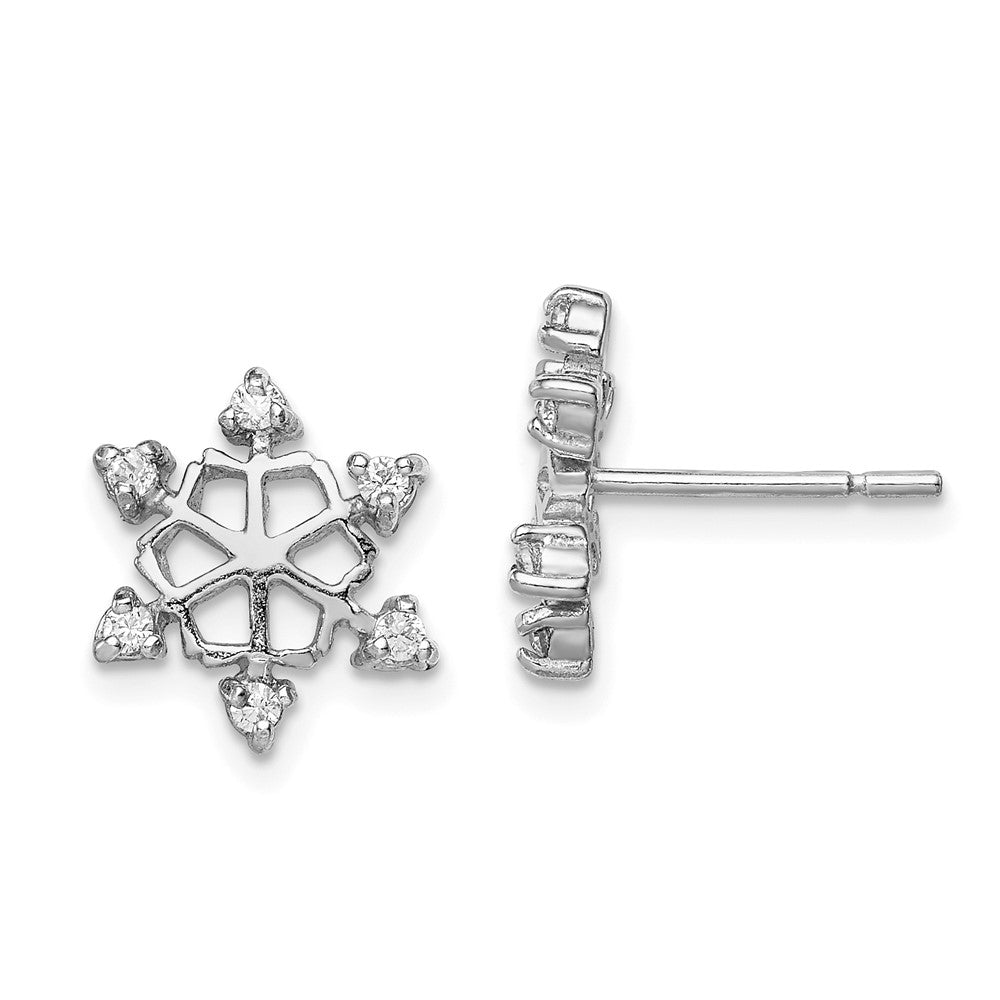 Sterlingsilber Rhodiniert Zirkonia Schneeflocke Ohrstecker