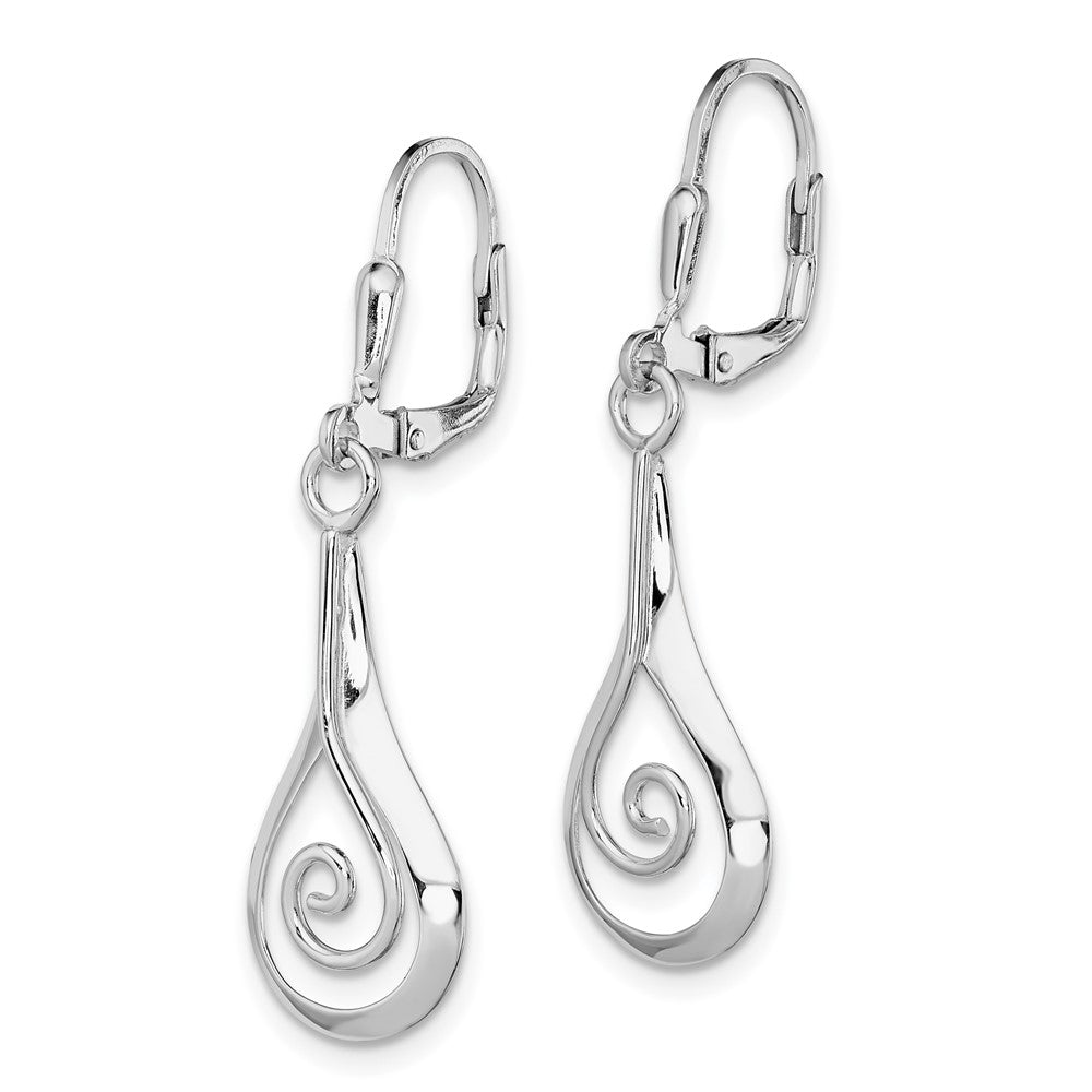 Sterlingsilber Rhodiniert Poliert Wirbel Tropfen Hängend Brisur Earrin
