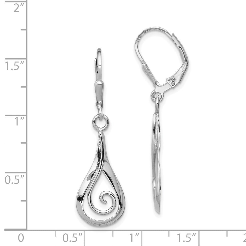 Sterlingsilber Rhodiniert Poliert Wirbel Tropfen Hängend Brisur Earrin