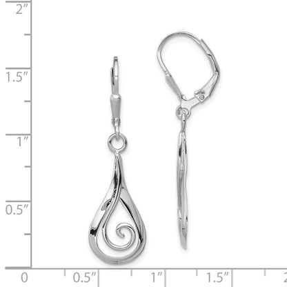 Sterlingsilber Rhodiniert Poliert Wirbel Tropfen Hängend Brisur Earrin