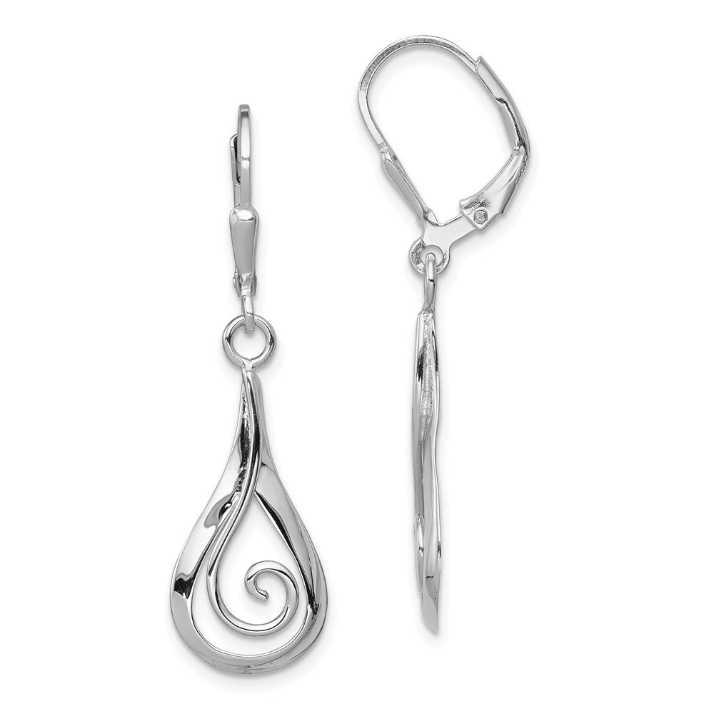 Sterlingsilber Rhodiniert Poliert Wirbel Tropfen Hängend Brisur Earrin
