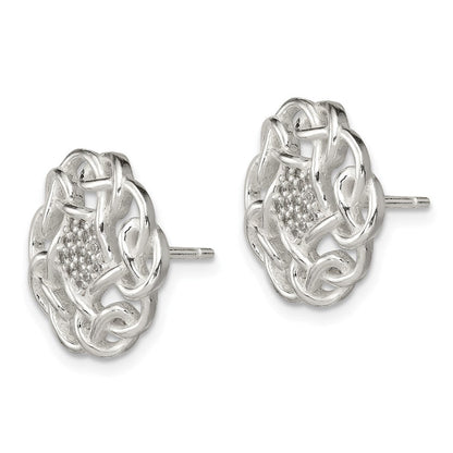 Sterlingsilber Poliert Zirkonia Fantasie Ohrstecker