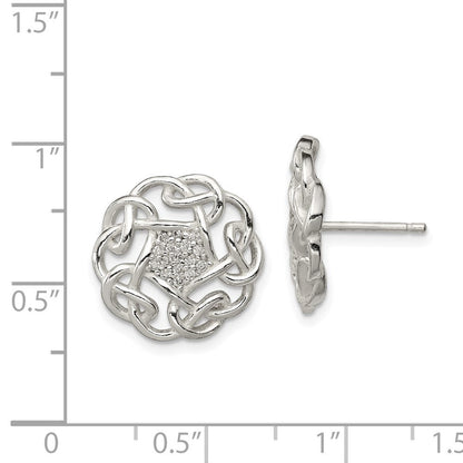 Sterlingsilber Poliert Zirkonia Fantasie Ohrstecker