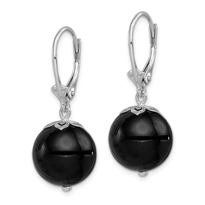 Sterlingsilber Rhodiniert Poliert Onyx Brisur Ohrhänger