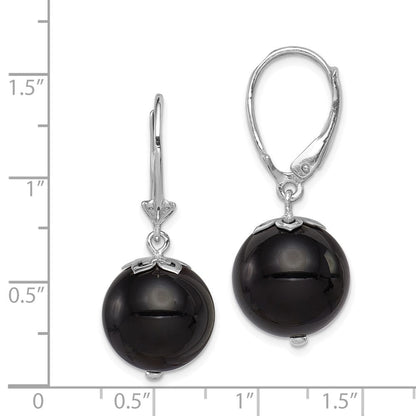 Sterlingsilber Rhodiniert Poliert Onyx Brisur Ohrhänger