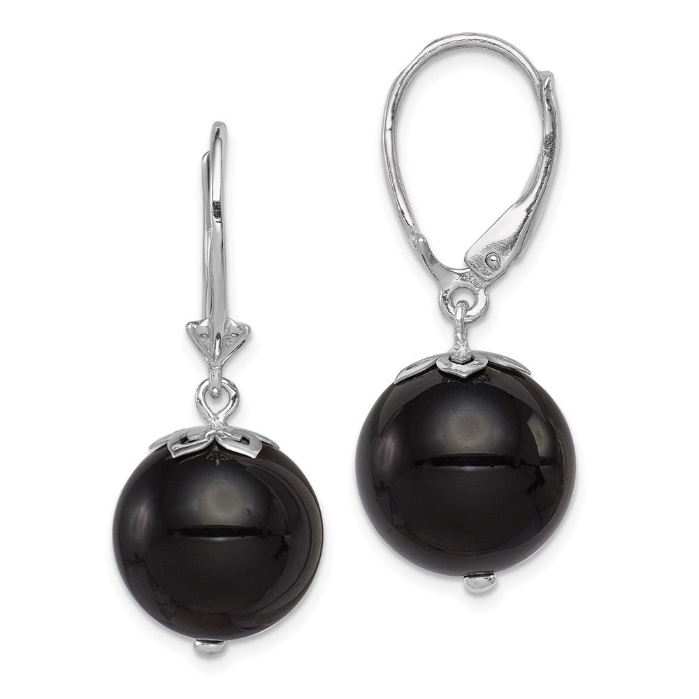 Sterlingsilber Rhodiniert Poliert Onyx Brisur Ohrhänger