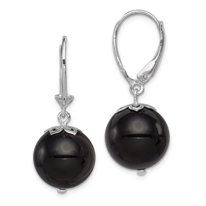 Sterlingsilber Rhodiniert Poliert Onyx Brisur Ohrhänger