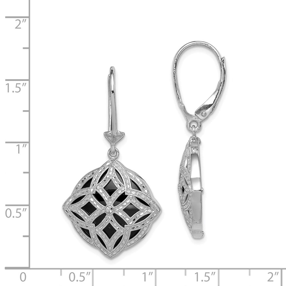 Sterlingsilber Rhodiniert Diamantiert Onyx Brisur Ohrhänger