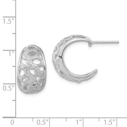 Sterlingsilber Rhodiniert Strukturiert Stecker Creolen