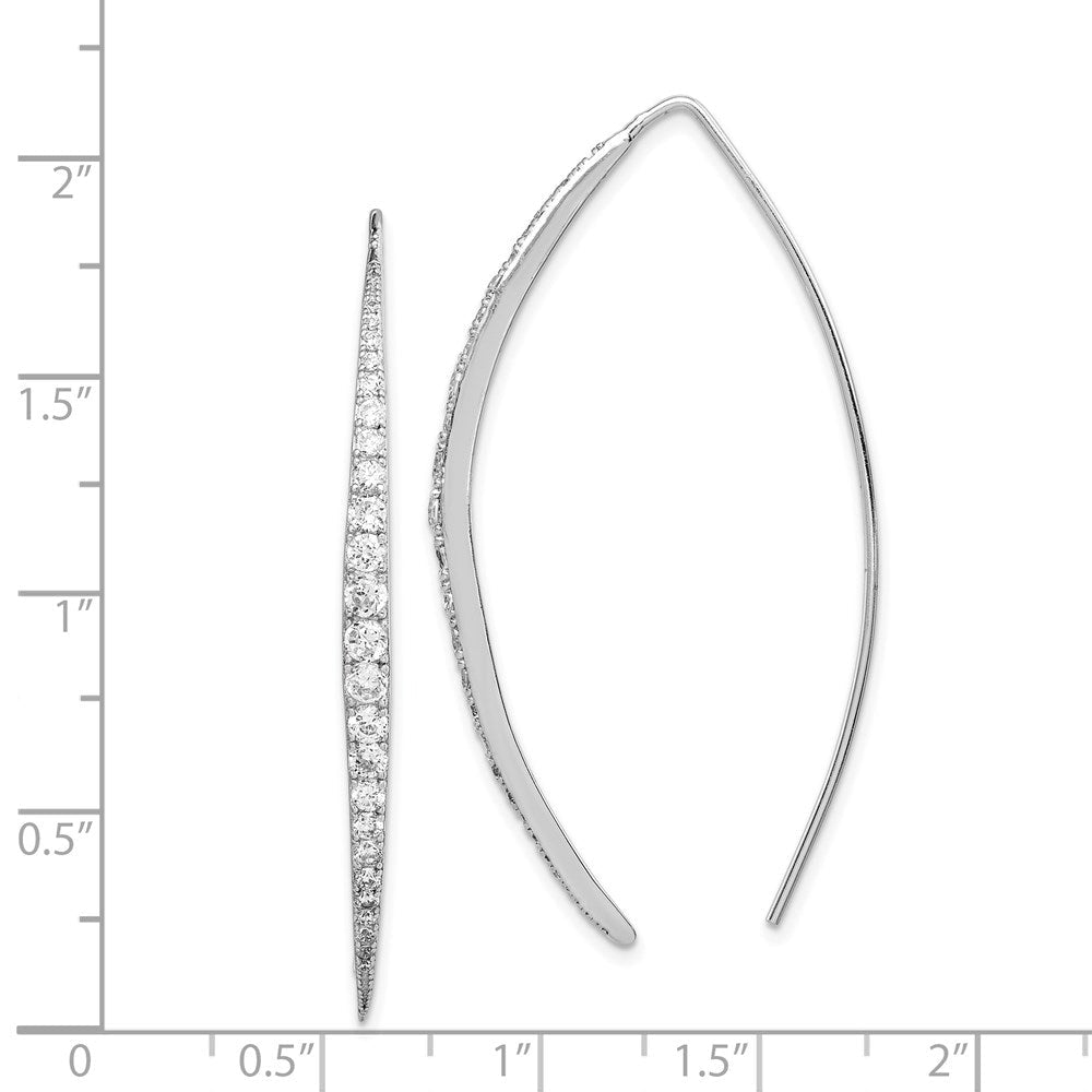 Sterlingsilber Rhodiniert Zirkonia Durchzieher-Ohrringe