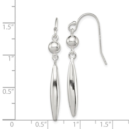 Sterlingsilber Poliert Perle & Länglich Oval Ohrhänger