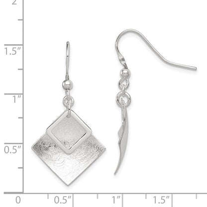Sterlingsilber Poliert & Strukturiert Doppelt Diamant Form Ohrhänger