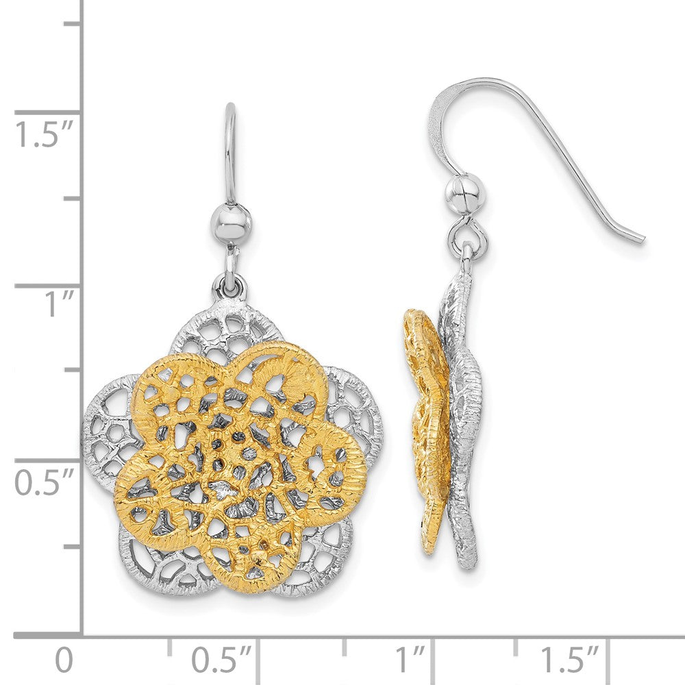Sterlingsilber Rhodiniert Goldfarben Blume Ohrhänger