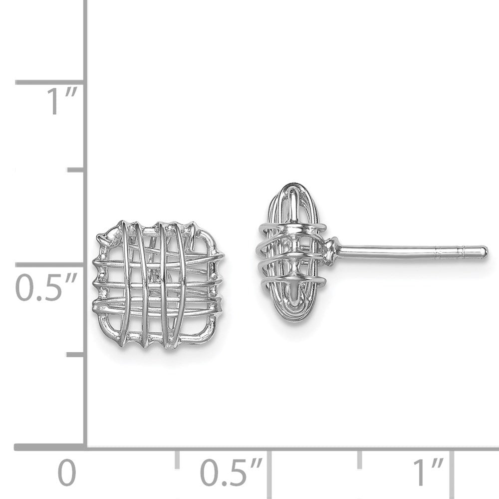 Sterlingsilber Rhodiniert Poliert Quadratisch Ohrstecker