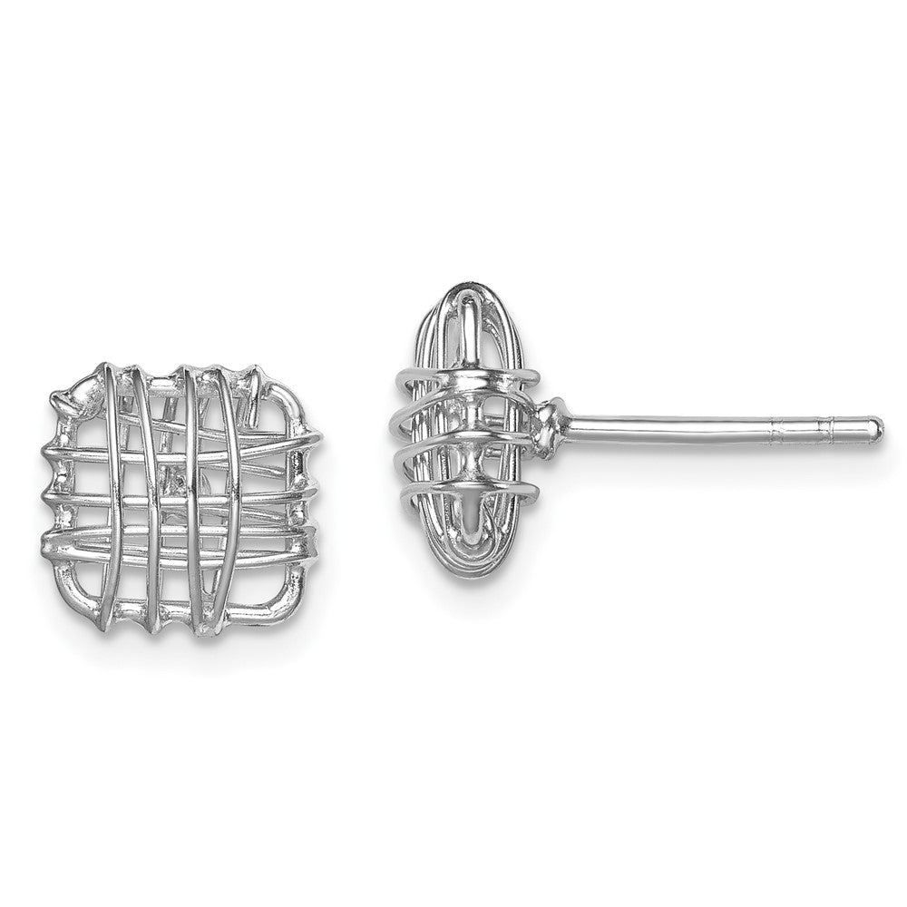Sterlingsilber Rhodiniert Poliert Quadratisch Ohrstecker