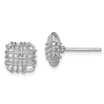 Sterlingsilber Rhodiniert Poliert Quadratisch Ohrstecker