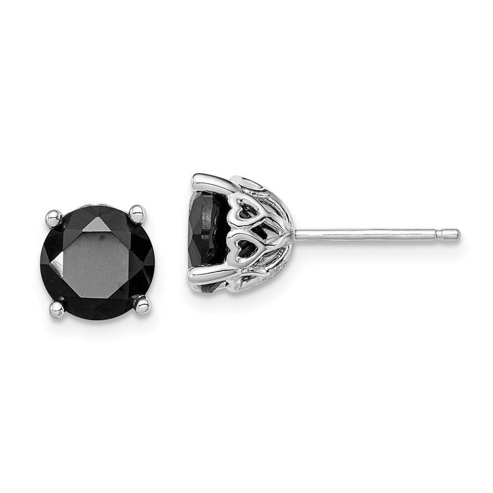 Sterlingsilber Rhodiniert Schwarz Saphir Ohrstecker