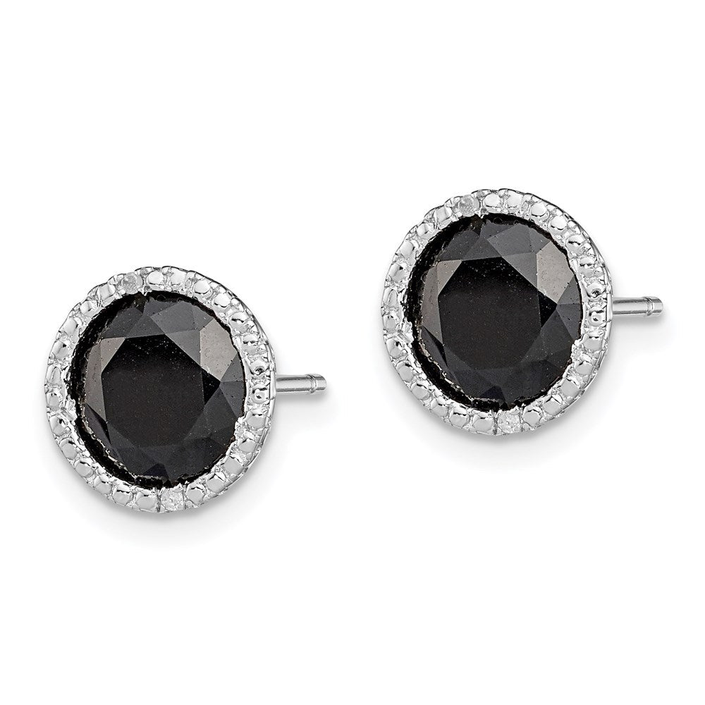 Sterlingsilber Rhodiniert Schwarz Saphir & Diamant Ohrstecker