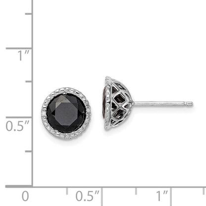 Sterlingsilber Rhodiniert Schwarz Saphir & Diamant Ohrstecker