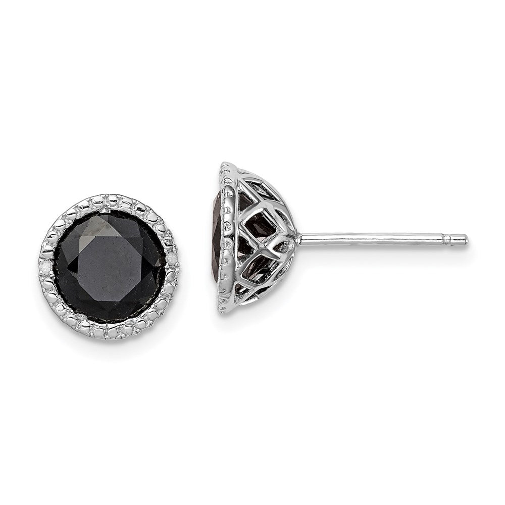 Sterlingsilber Rhodiniert Schwarz Saphir & Diamant Ohrstecker