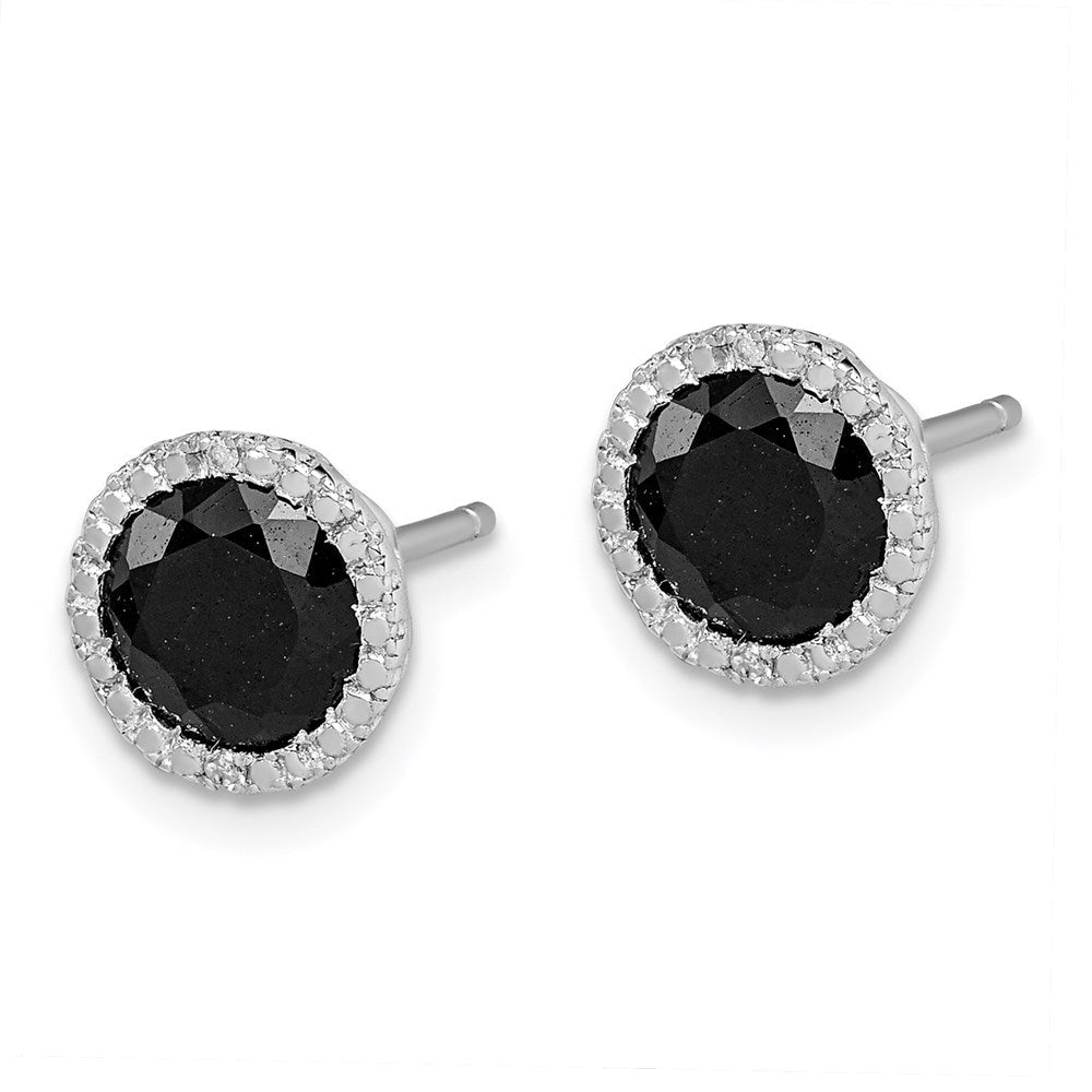 Sterlingsilber Rhodiniert Schwarz Saphir & Diamant Ohrstecker