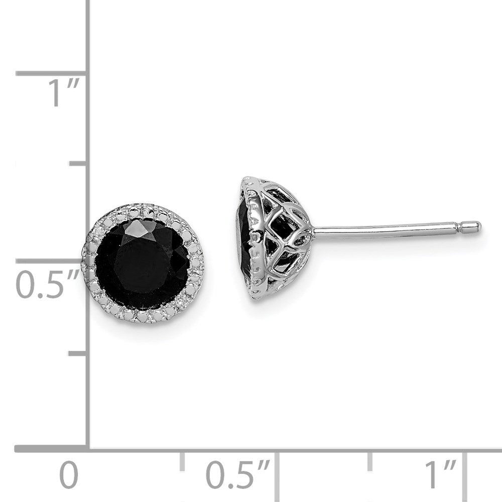 Sterlingsilber Rhodiniert Schwarz Saphir & Diamant Ohrstecker