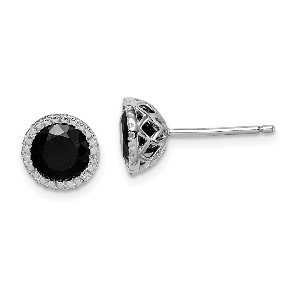 Sterlingsilber Rhodiniert Schwarz Saphir & Diamant Ohrstecker