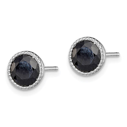 Sterlingsilber Rhodiniert Schwarz Saphir Ohrstecker
