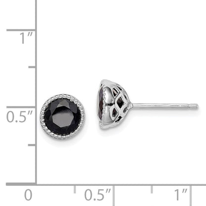 Sterlingsilber Rhodiniert Schwarz Saphir Ohrstecker