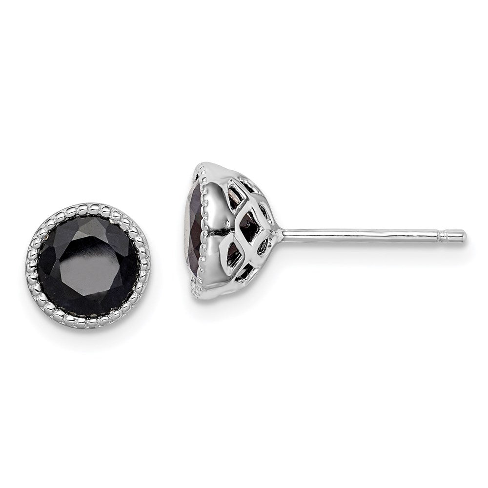Sterlingsilber Rhodiniert Schwarz Saphir Ohrstecker