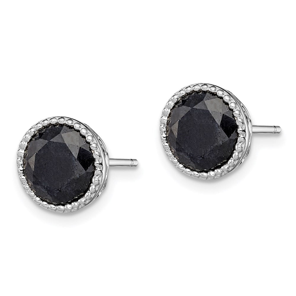 Sterlingsilber Rhodiniert Schwarz Saphir Ohrstecker