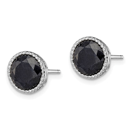 Sterlingsilber Rhodiniert Schwarz Saphir Ohrstecker