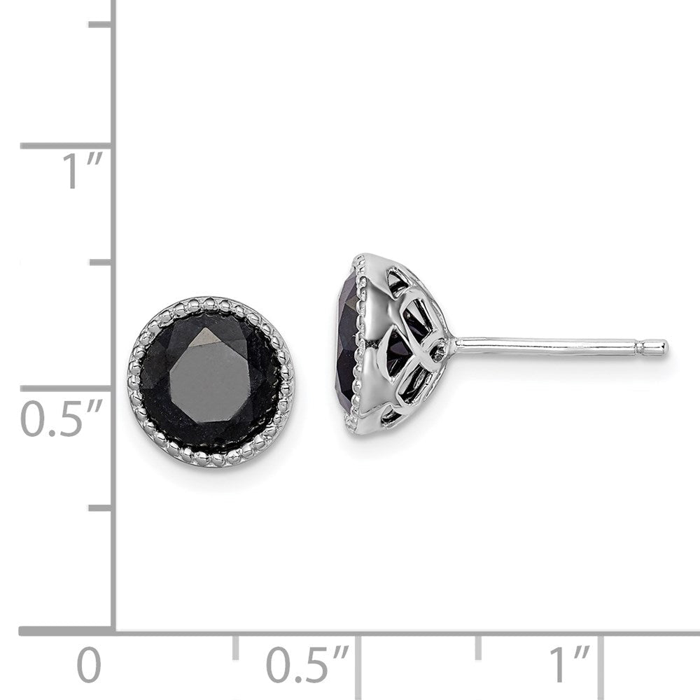 Sterlingsilber Rhodiniert Schwarz Saphir Ohrstecker