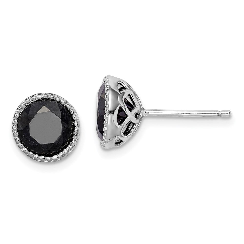 Sterlingsilber Rhodiniert Schwarz Saphir Ohrstecker