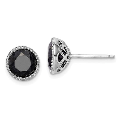 Sterlingsilber Rhodiniert Schwarz Saphir Ohrstecker