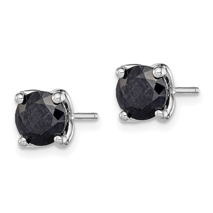 Sterlingsilber Rhodiniert Schwarz Saphir Ohrstecker
