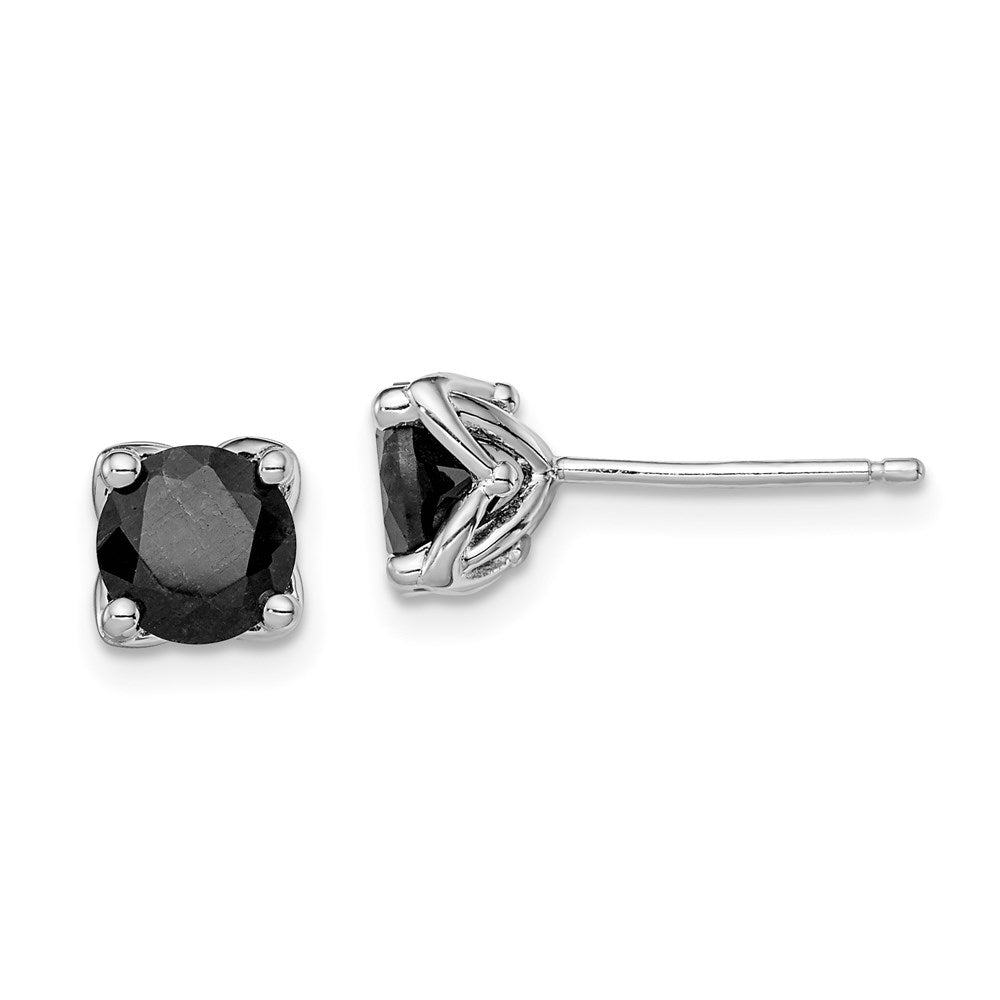 Sterlingsilber Rhodiniert Schwarz Saphir Ohrstecker