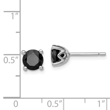 Sterlingsilber Rhodiniert Schwarz Saphir Ohrstecker